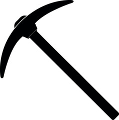 Pickaxe Silhouette in Black | Mining Tool Vector for Construction, Craft & Survival