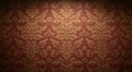 Ornate Patterned Fabric Texture in Red and Gold