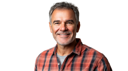 Confident man smiling against a plain background