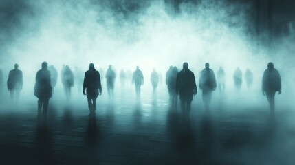 contracting visual loop animating over a foggy background