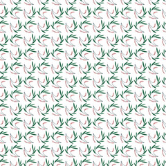 Seamless Pattern with Abstract Green Leaves and Decorative Details