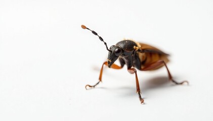 Close-up of single insect on pure white backdrop, ant, moth, macro photography