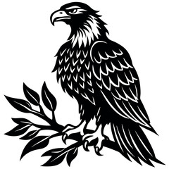 Obraz premium Eagle-perched-on-branch-silhouette. 