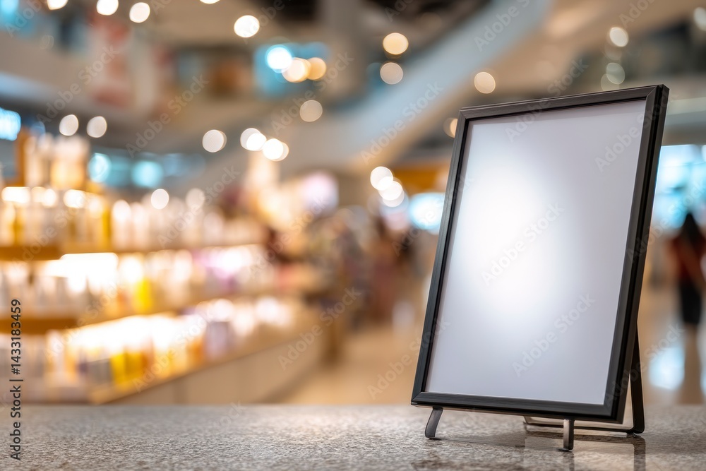 Aufkleber display frame mockup for advertisement in a retail store setting