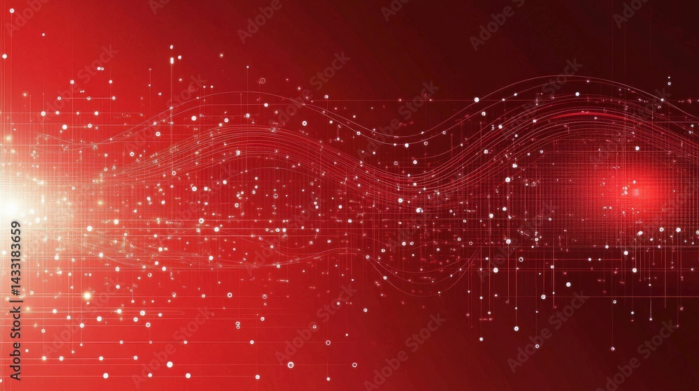 Poster abstract red digital network background
