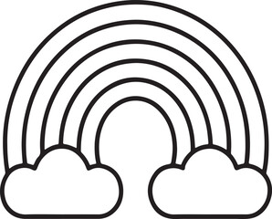 rainbow line art, black outline, vector and illustration, coloring book page line art drawing