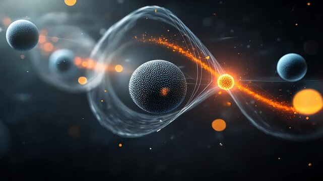 Atomic structure visualization, showing complex interactions