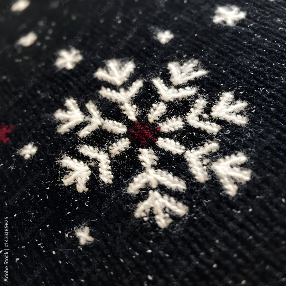 Poster snowflake embellishment: a close-up photograph showcases the intricate detail of a snowflake pattern