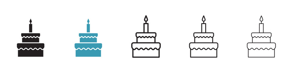 Birthday cake icon in flat style. Basic vector symbol illustration