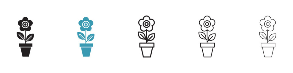 Flowerpot icon in flat style. Basic vector symbol illustration