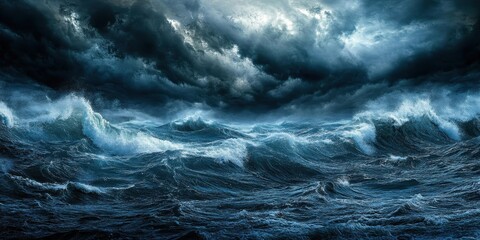 Fototapeta premium Turbulent sea under a menacing sky.