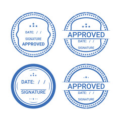 4 100% editable blue approved stamp with date and signature