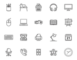 20 Office Equipment and Tools Icons set
