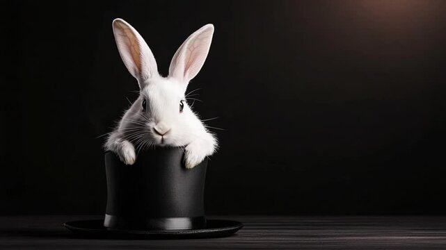 Adorable White Rabbit in a Top Hat: A Classic Magic Trick