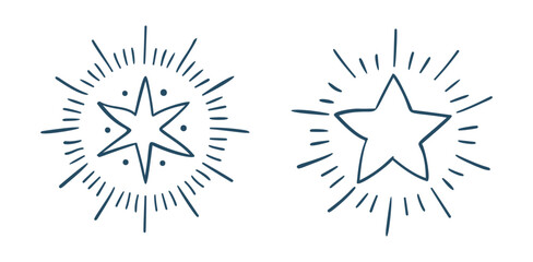 Set Hand drawn sparkling stars	
