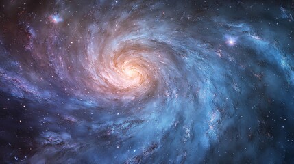 Obraz premium Dreamlike watercolor galaxy with swirling blue-purple gradients and soft white star clusters