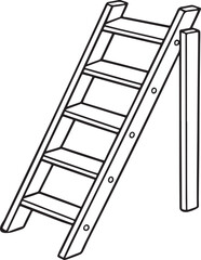 Wooden Ladder's Angled Ascent: A detailed and clear illustration of a classic wooden ladder, perfect for various uses.