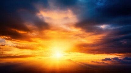 Fototapeta premium Majestic sunset over a tranquil landscape with vibrant colors illuminating the sky