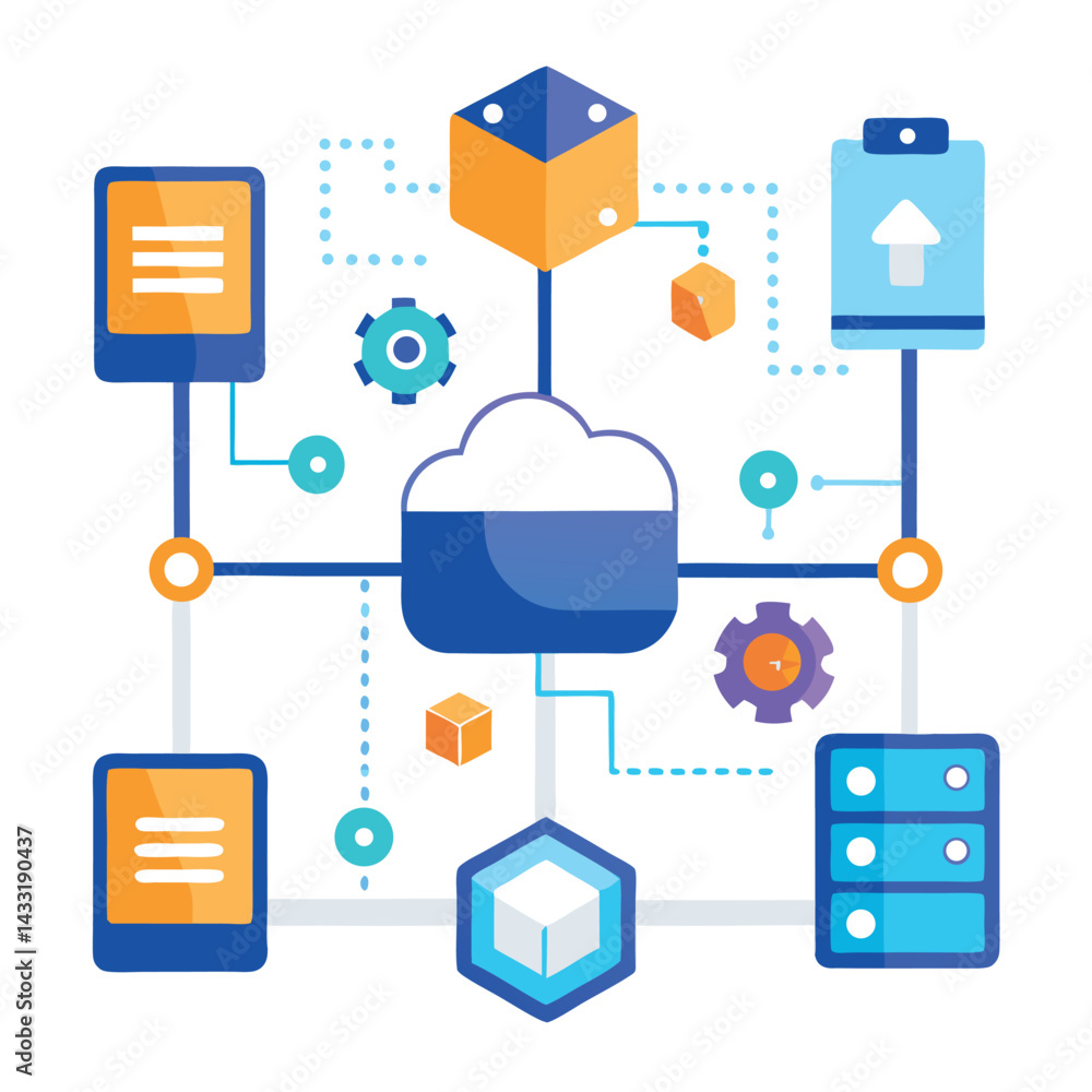 Poster seamless-api-data-flow-illustration.