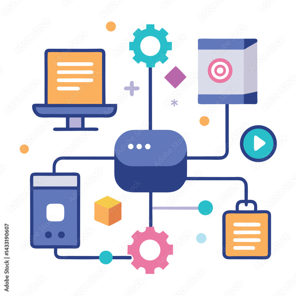 Poster seamless-api-data-flow-illustration.