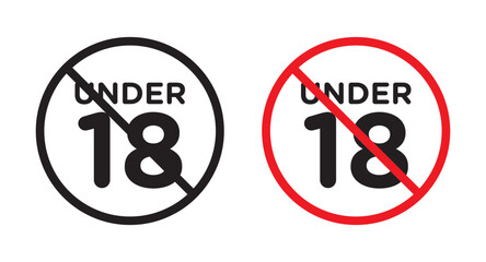 No under eighteen sign in flat style. Basic vector symbol illustration