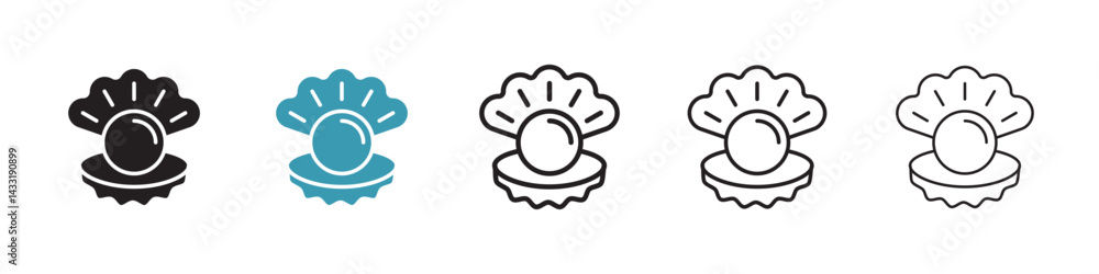 Aufkleber pearl in the open shell icon in flat style. basic vector symbol illustration