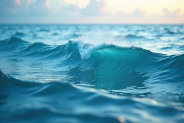 Fototapeta premium Dreamy ocean waves in soothing blue tones with gentle ripples and organic feel, texture, gentle