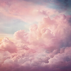 Skyward Embrace: Immerse yourself in the ethereal beauty of a cloudscape, where pastel-colored clouds form a breathtaking tapestry, conjuring a sense of tranquility and serenity.