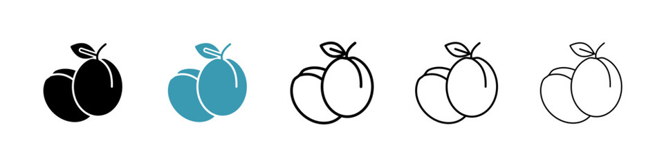 Plum icon in flat style. Basic vector symbol illustration