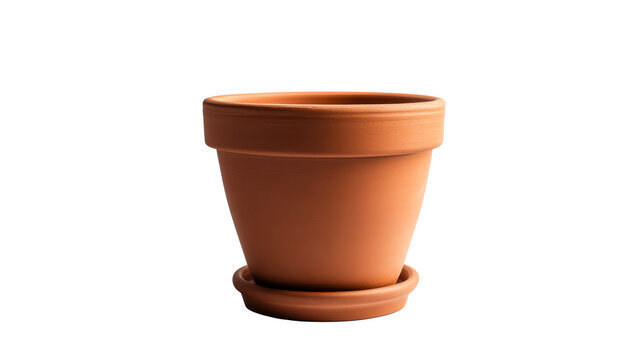 Empty terracotta pot on a white background
