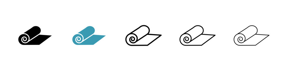 Yoga mat icon in flat style. Basic vector symbol illustration