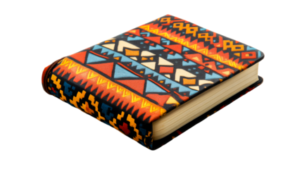 Colorful patterned notebook with tribal design