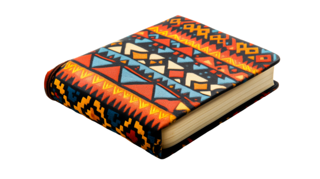 Colorful patterned notebook with tribal design