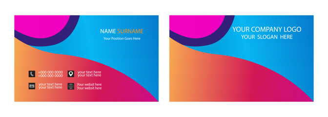 Modern Business Card with  Card. Company card purple and pink polygonal vector background. vector , creative design template .Background color waves Multicolored Watercolor Stripes Pattern 