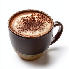 Fototapeta premium warm inviting mug of hot chocolate garnished with dusting of cocoa powder isolated on white background