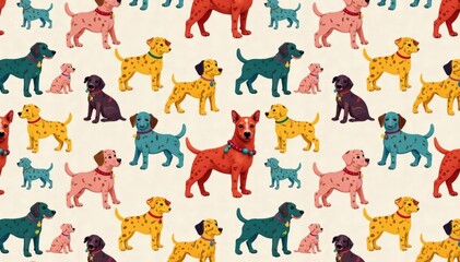 Colorful dog seamless pattern for toy puppy background , seamless, cartoon, wallpaper