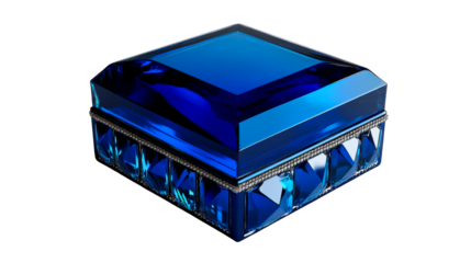 Elegant blue transparent jewelry box with gems