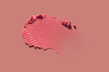 Coral blush colored lip balm with tint pigment isolated the same color