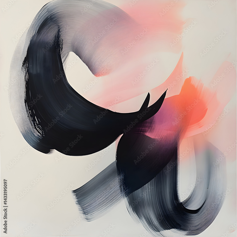 Poster abstract swirl: a captivating abstract artwork featuring swirling strokes of dark and light, creatin