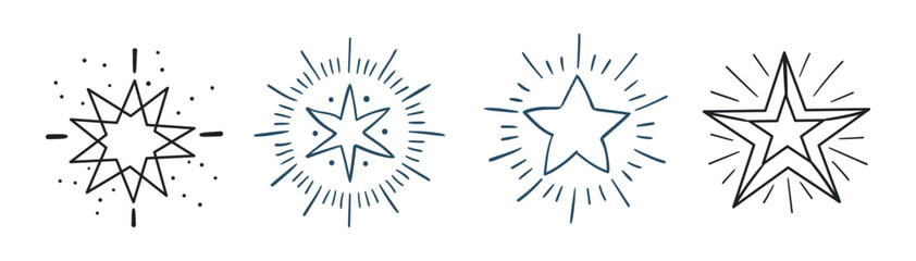 Set Hand drawn sparkling stars	
