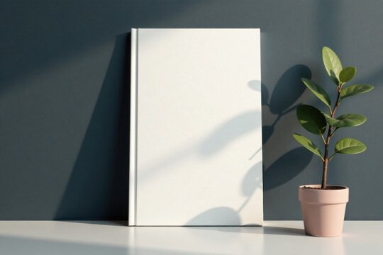 Minimalist modern book cover mockup with sleek lines and ample whitespace for customization, typography, customization