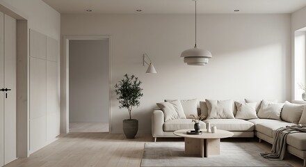 Living Room Interior with Sofa and Minimalist Decor
