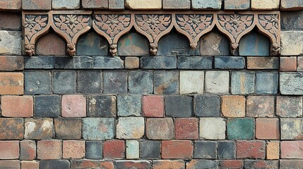 Ornate Tilework with Intricate Floral Motifs on a Multicolored B