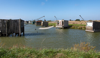 Riviere La Taillée, pêche au carrelet , Marais Breton, Vendée, Pont Neuf, Fontenay le Comte,  85, France