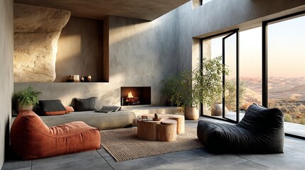Rustic Desert Retreat with Natural Elements and Panoramic Views