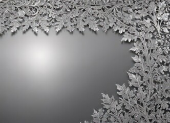 Shimmering metallic background adorned with luxurious silver leaf lace border  Intricate, refined, decorative ,  luxury,  refined,  ornate