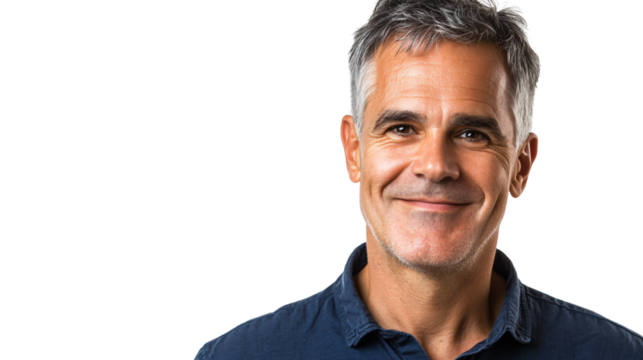 Middle-Aged Man Smiling on Transparent Background - Professional Portrait Photo