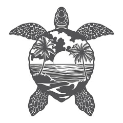 Turtle with a landscape on its shell