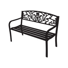 Silhouette of a Decorative Metal Garden Bench