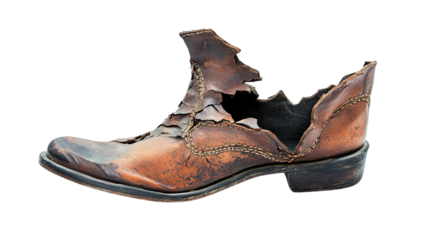 Vintage Rugged Boot on Transparent Background - Isolated Old Worn-out Footwear for Design Projects